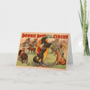 Circus Poster Showing Many Horses Doing Stunts. Card