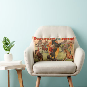 Circus Poster Showing Many Horses Doing Stunts. Lumbar Pillow