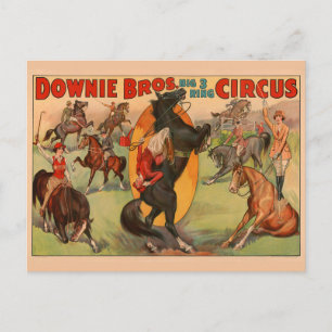 Circus Poster Showing Many Horses Doing Stunts. Postcard