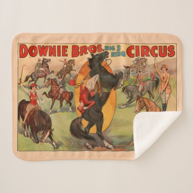 Circus Poster Showing Many Horses Doing Stunts. Sherpa Blanket (Front (Horizontal))