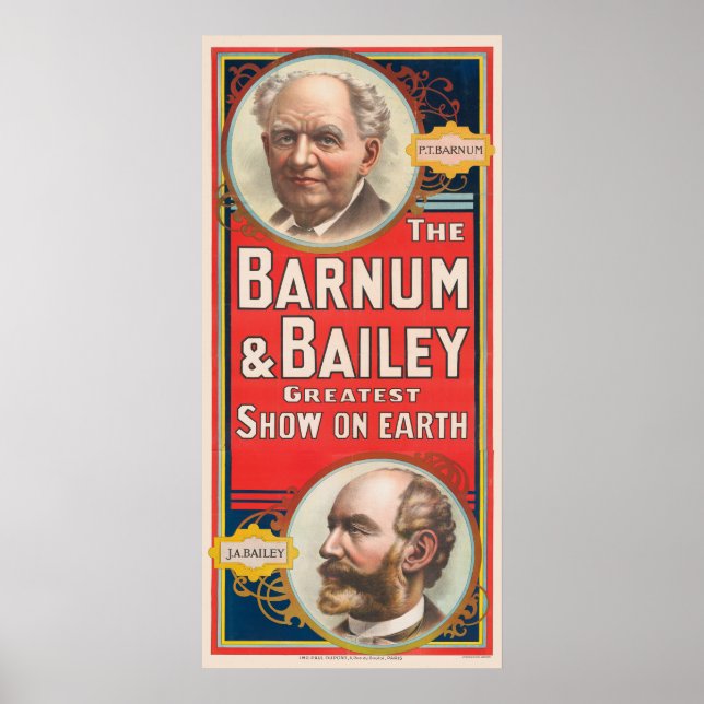 Circus Poster Showing Portraits Of Barnum & Bailey (Front)