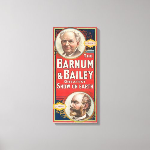 Circus Poster Showing Portraits Of Barnum  Bailey Canvas Print
