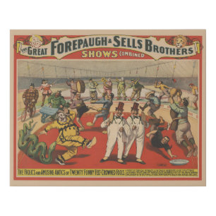 Circus Poster Showing The Amusing Antics Of Clowns Faux Canvas Print