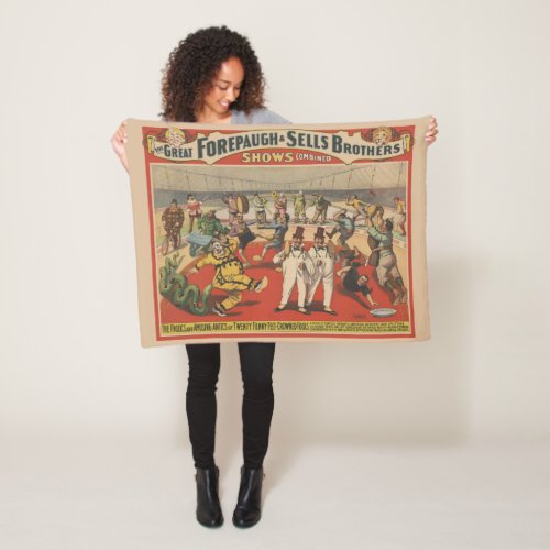 Circus Poster Showing The Amusing Antics Of Clowns Fleece Blanket