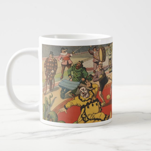 Circus Poster Showing The Amusing Antics Of Clowns Giant Coffee Mug (Left)