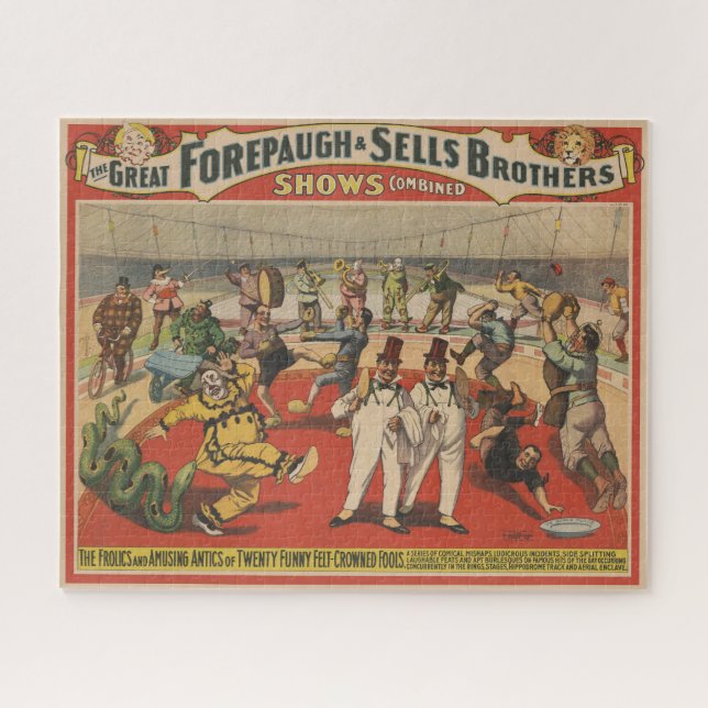 Circus Poster Showing The Amusing Antics Of Clowns Jigsaw Puzzle (Horizontal)