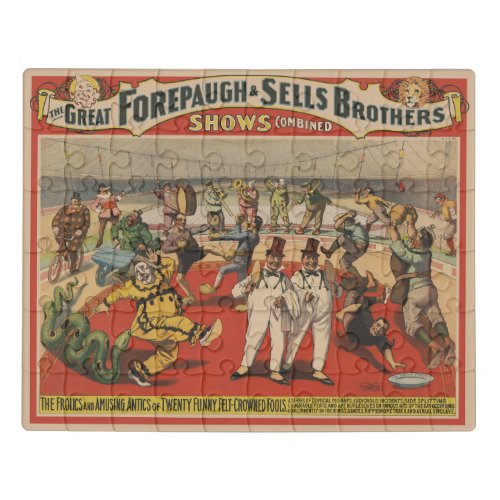 Circus Poster Showing The Amusing Antics Of Clowns Jigsaw Puzzle