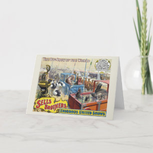 Circus Poster Showing Wild Animals In Cages Card
