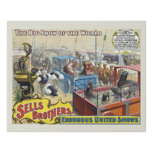 Circus Poster Showing Wild Animals In Cages Faux Canvas Print