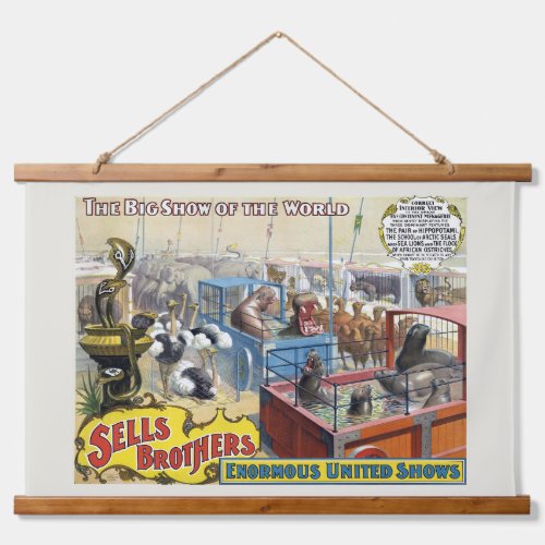 Circus Poster Showing Wild Animals In Cages Hanging Tapestry