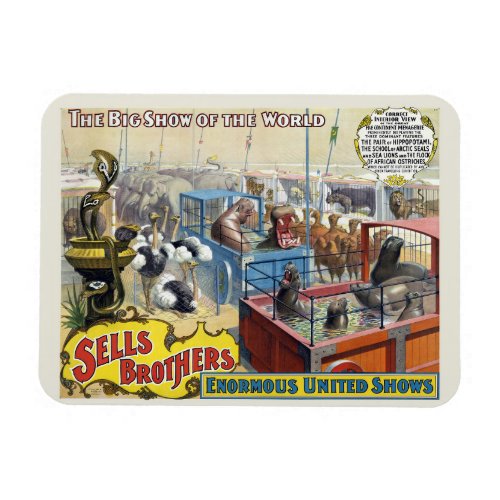 Circus Poster Showing Wild Animals In Cages Magnet