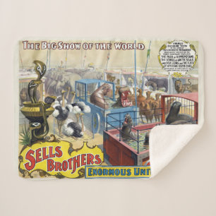 Circus Poster Showing Wild Animals In Cages Sherpa Blanket
