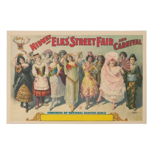 Circus Poster Showing Women In National Costume Faux Canvas Print