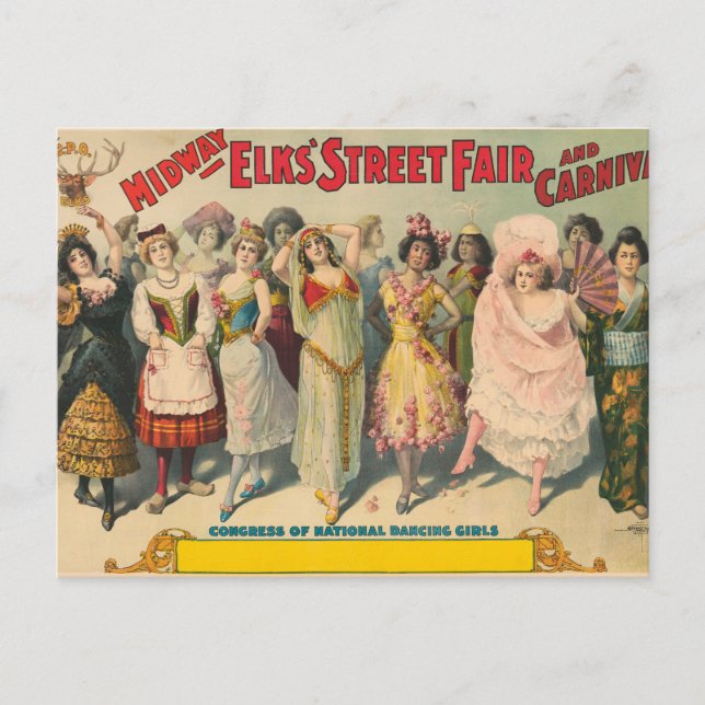 Circus Poster Showing Women In National Costume Postcard (Front)
