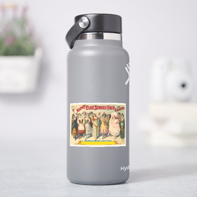 Circus Poster Showing Women In National Costume Sticker (HydroFlask)
