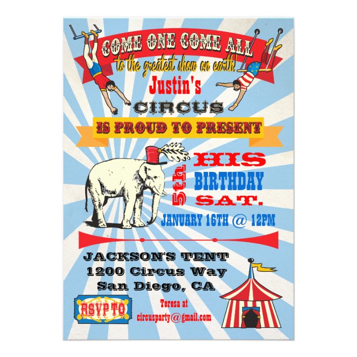 Circus Poster Style Party Invitations