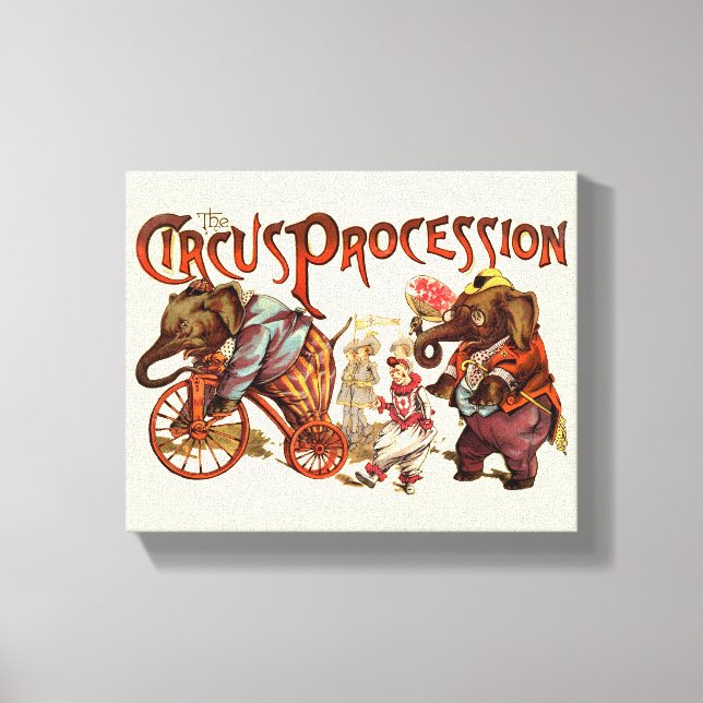 Circus Procession Elephant Antique Art Canvas Print (Front)