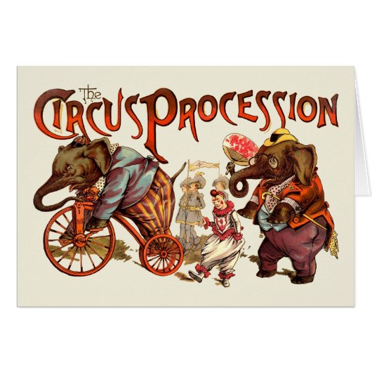 Circus Procession Elephant Antique Art Cards (Front Horizontal)