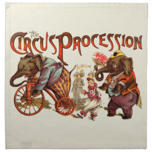 Circus Procession Elephant Antique Art Cloth Napkin