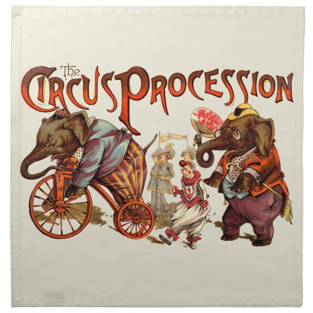 Circus Procession Elephant Antique Art Cloth Napkin (Front)