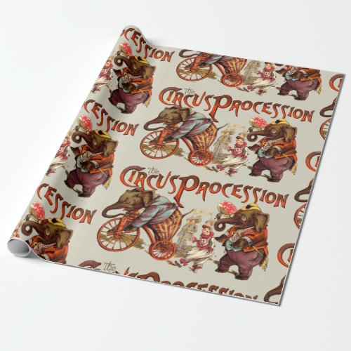 Circus Procession Elephant Antique Art Wrapping Paper