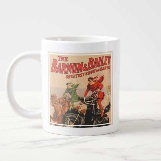 Circus Races With Men Straddling Two Horses. Giant Coffee Mug (Left)