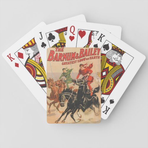 Circus Races With Men Straddling Two Horses Poker Cards