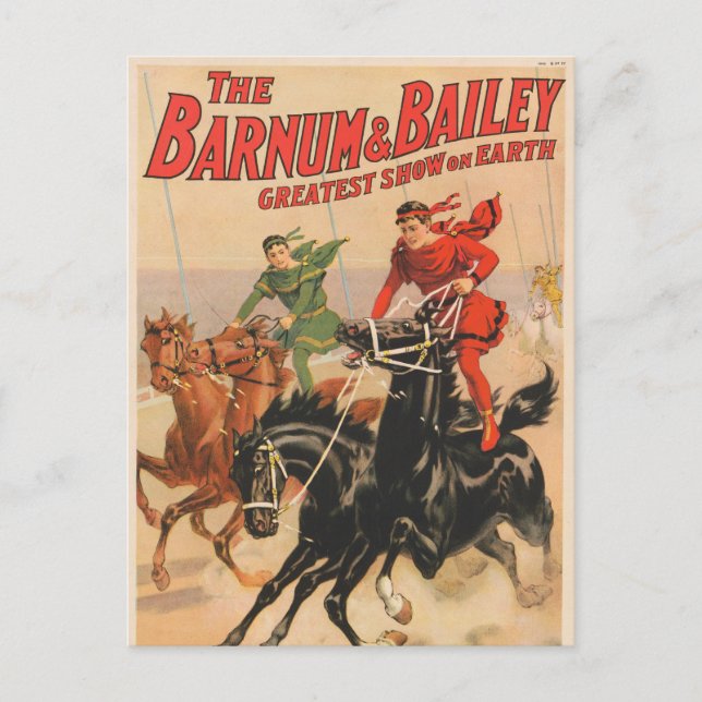 Circus Races With Men Straddling Two Horses. Postcard (Front)
