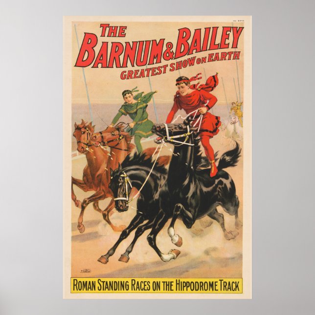Circus Races With Men Straddling Two Horses. Poster (Front)