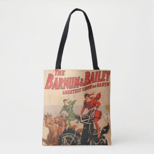 Circus Races With Men Straddling Two Horses Tote Bag