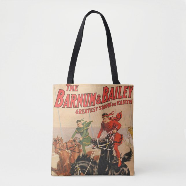 Circus Races With Men Straddling Two Horses. Tote Bag (Front)