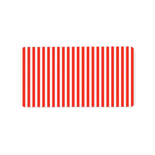 Circus Red and White Cabana Stripes Label