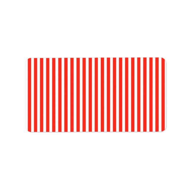 Circus Red and White Cabana Stripes Label (Front)