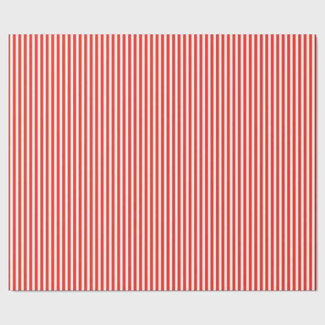 Circus Red and White Cabana Stripes Wrapping Paper (Seam)