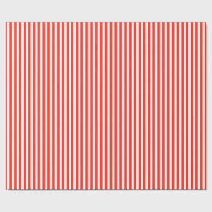Circus Red and White Cabana Stripes Wrapping Paper