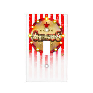 Circus Red White & Gold Striped Chic Whimsical Light Switch Cover