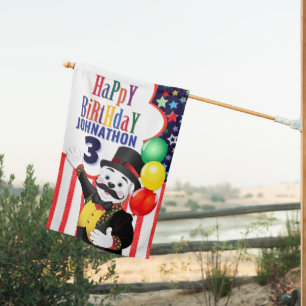 Circus Ringmaster Polar Bear Kids Birthday House Flag