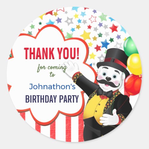 Circus Ringmaster Polar Bear Thank You Classic Round Sticker