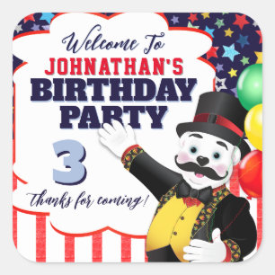 Circus Ringmaster Polar Bear Thank You Square Sticker