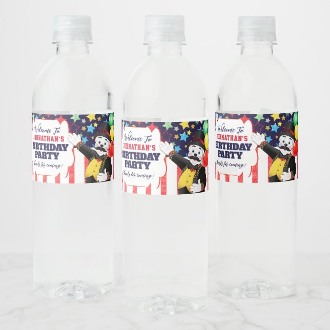 Circus Ringmaster Polar Bear Thank You  Water Bottle Label (Bottles)
