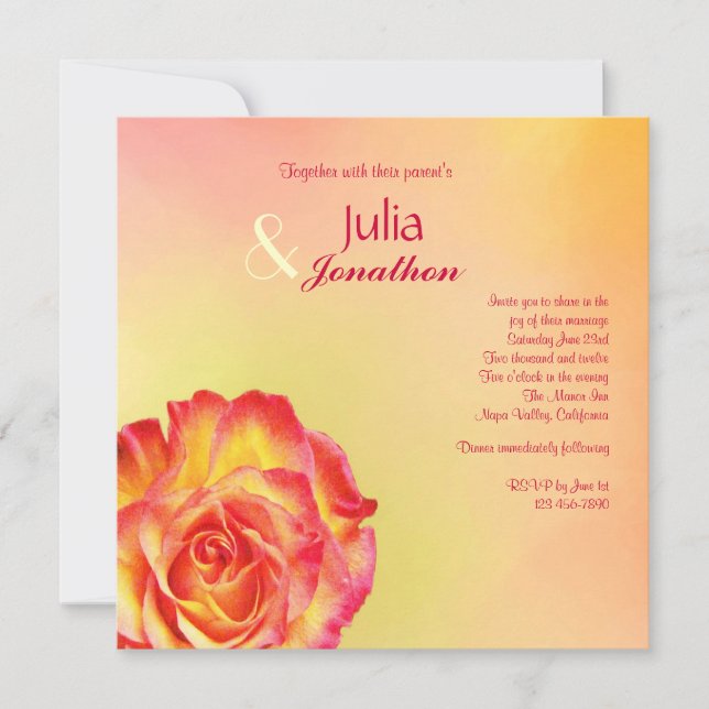 Circus Rose Spring Colors Wedding Invitation (Front)