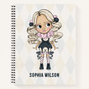 Circus School Pink Cute Girl Notebook