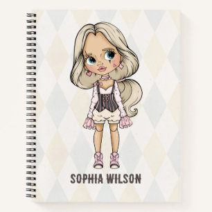 Circus School Pink Harlequin Girl Notebook