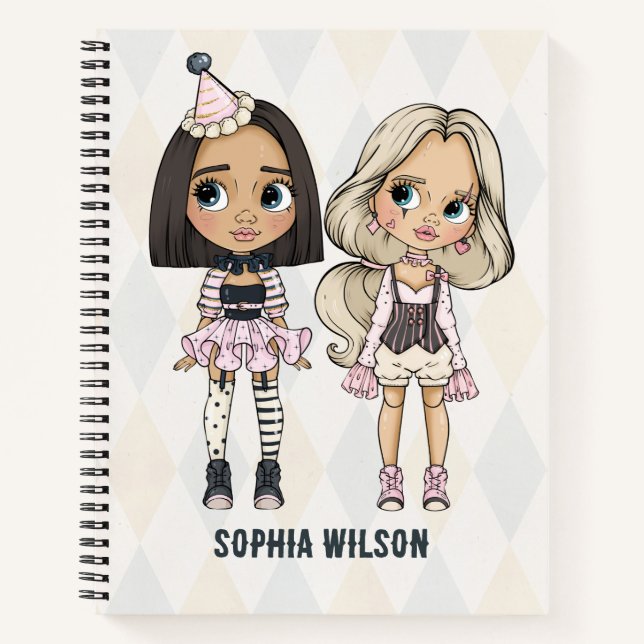 Circus School Pink Harlequin Girls Notebook (Front)