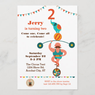 Circus Second Birthday Invitation