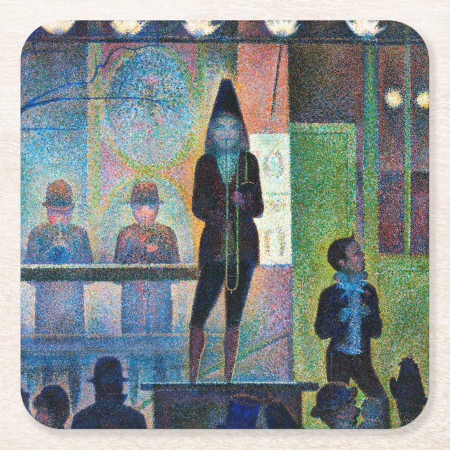 Circus Sideshow, Seurat Square Paper Coaster (Front)