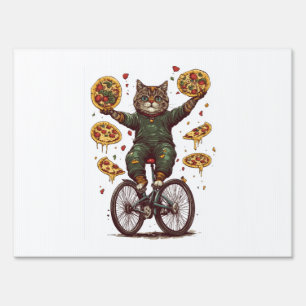 Circus Snack Cat � Funny Food Juggler Cat Sign