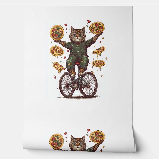 Circus Snack Cat – Funny Food Juggler Cat Wallpaper (Unrolling)