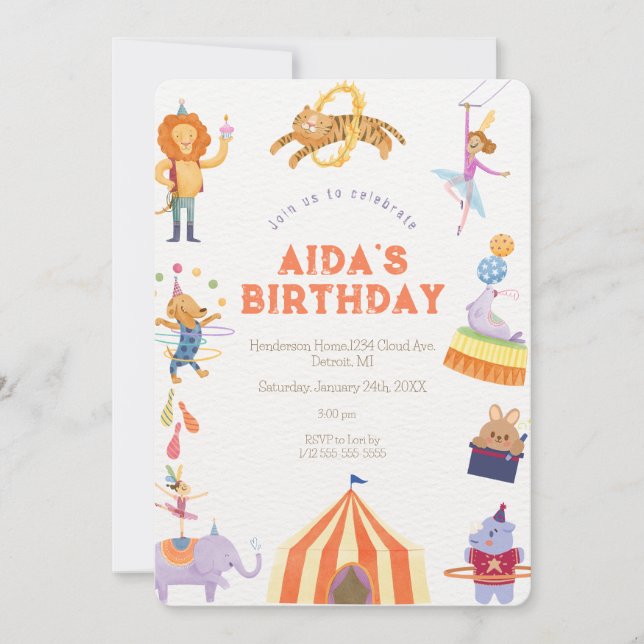 Circus Spectacular Birthday Invitation (Front)