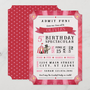 Circus Spectacular Birthday Invitation (Pink/Red)